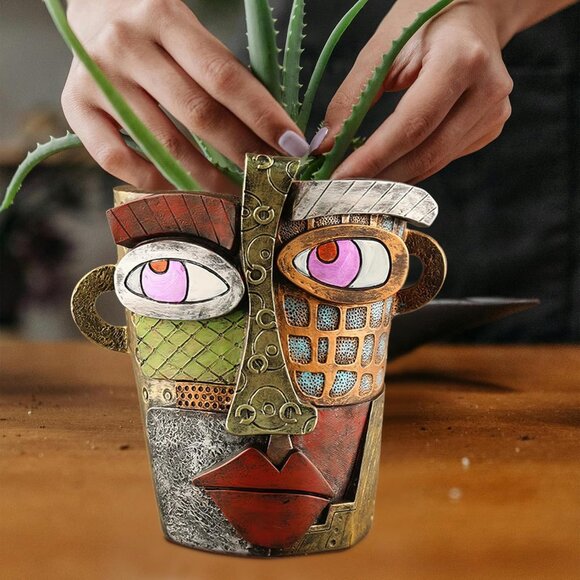 Abstract Face Planters Pots Head,Unique Head Planter for Indoor Plants,Funny Fac - Picture 2 of 8